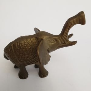 Miniature Brass Elephant Figurine Office Decor
